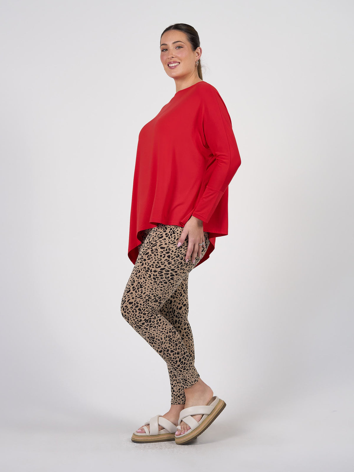 Lou Lou Susie Oversized Asymmetrical Bamboo Top (Fiery Red)