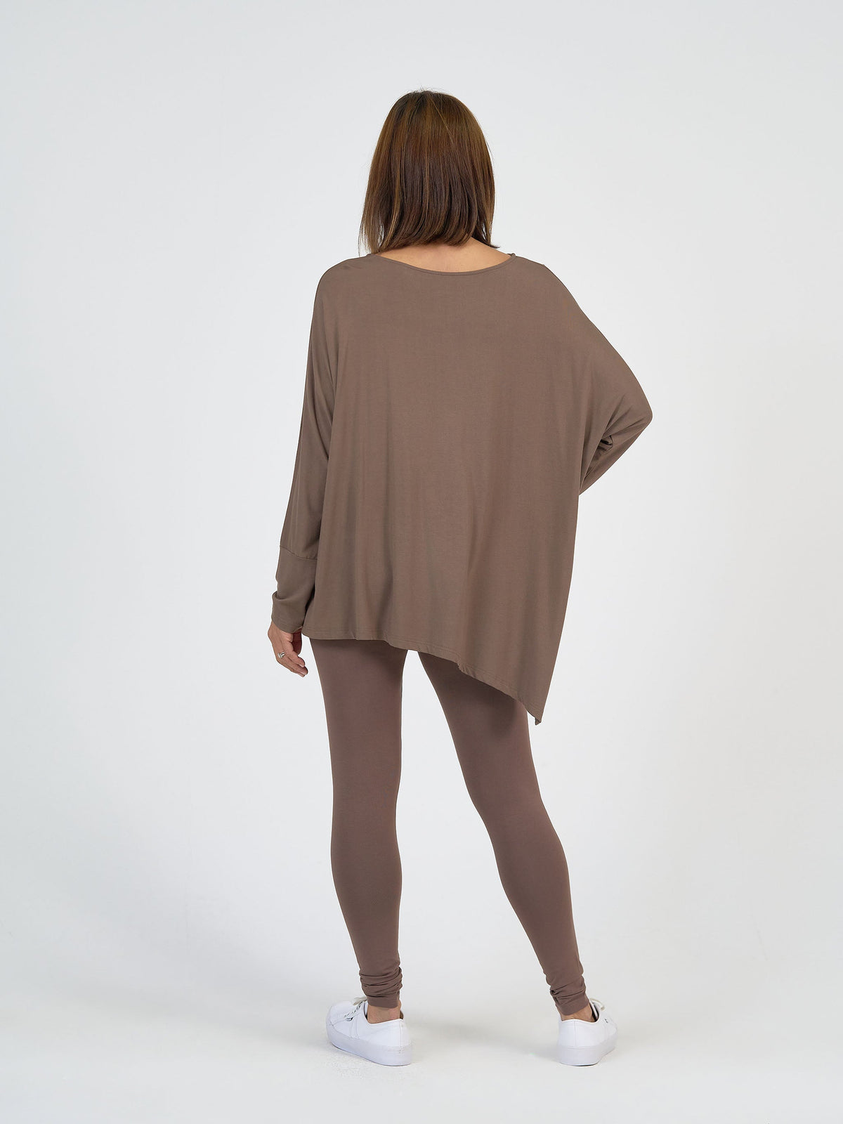 Lou Lou Susie Oversized Asymmetrical Bamboo Top (Chocolate)