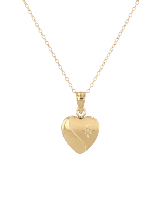 Image of Necklaces. Product name - Sway Heart Diamond Locket Necklace Gold in colour by brand - LAVANA