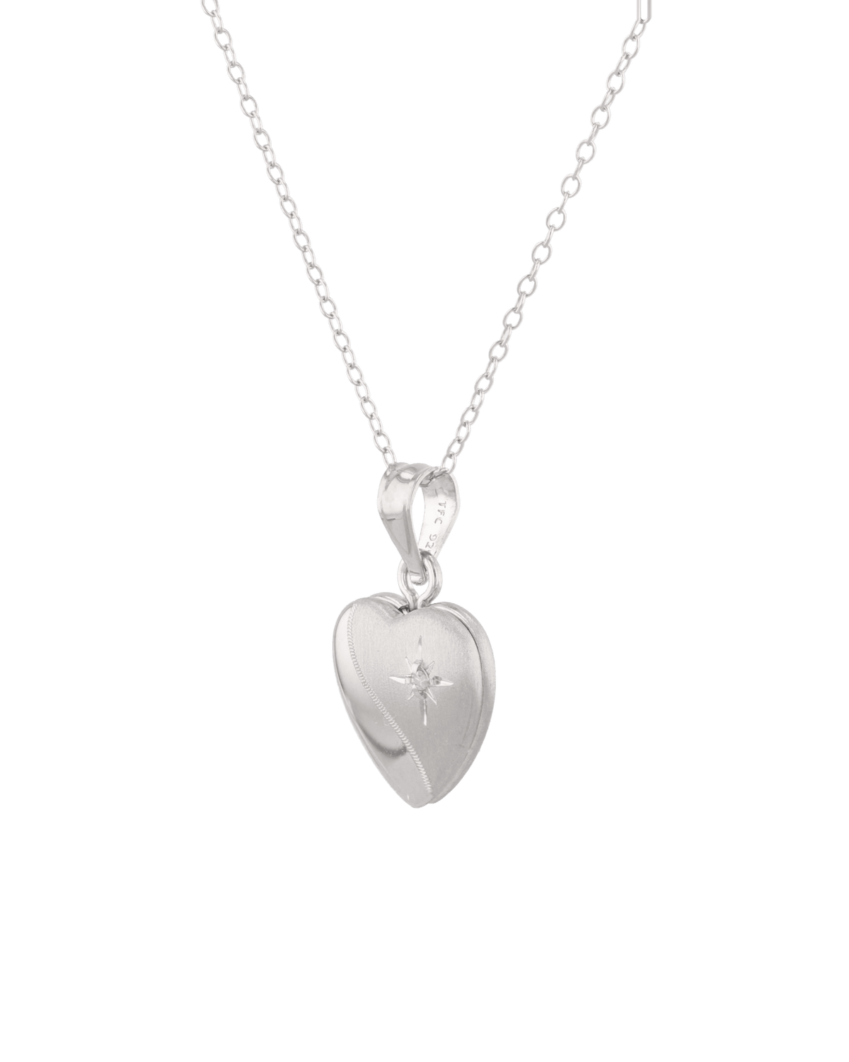 LAVANA Sway Heart Diamond Locket Necklace Silver