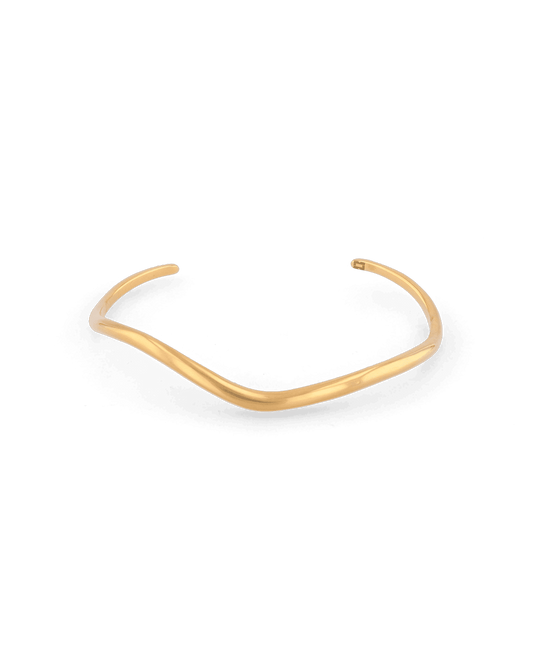 Image of Bracelets. Product name - Sway Thin Gold Cuff Bracelet in colour by brand - LAVANA