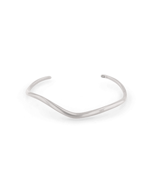 Image of Bracelets. Product name - Sway Thin Silver Cuff Bracelet in colour by brand - LAVANA