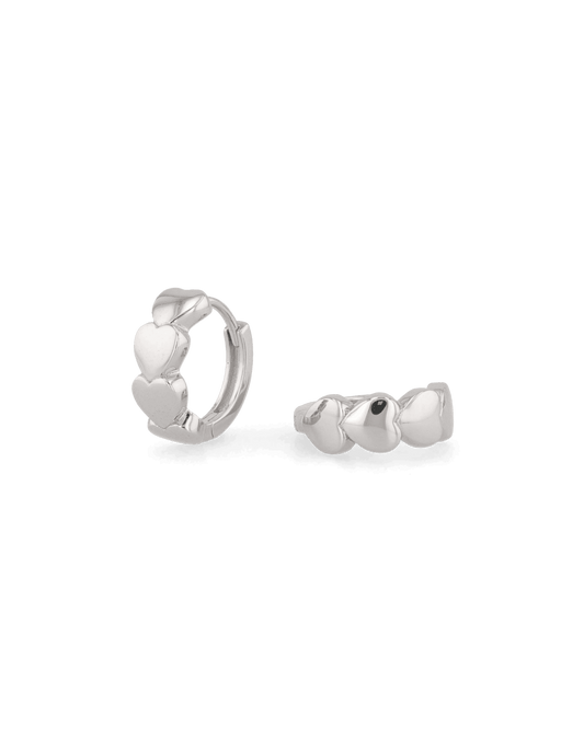 Image of Earrings. Product name - Sweetheart Silver Hoop Earrings in colour by brand - LAVANA