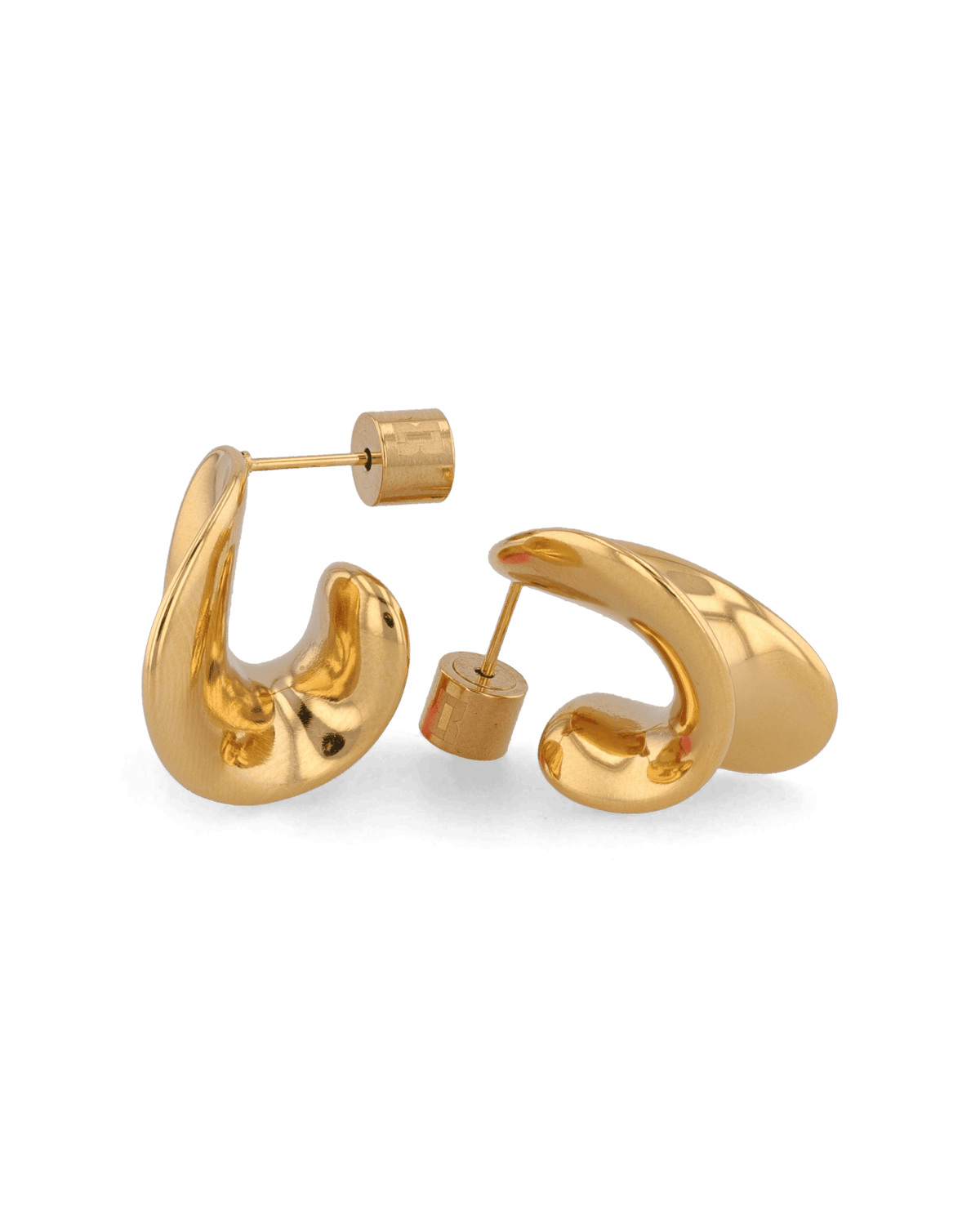 Image of Earrings. Product name - Swell Gold Stud Earrings in colour by brand - LAVANA
