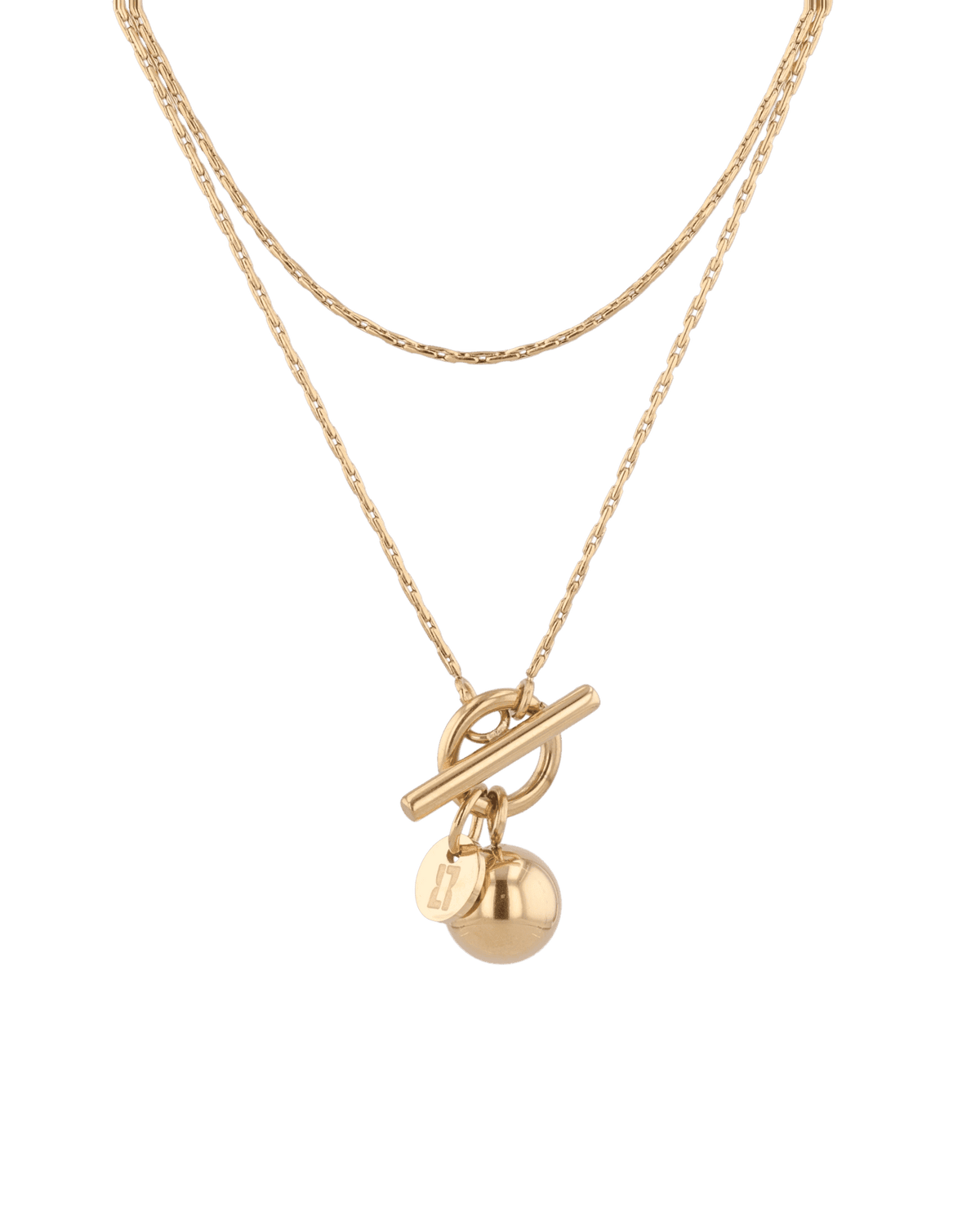 Image of Necklaces. Product name - T-bar Lariat Gold Chain Necklace in colour by brand - LAVANA