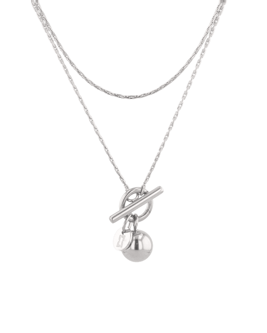 Image of Necklaces. Product name - T-bar Lariat Silver Chain Necklace in colour by brand - LAVANA