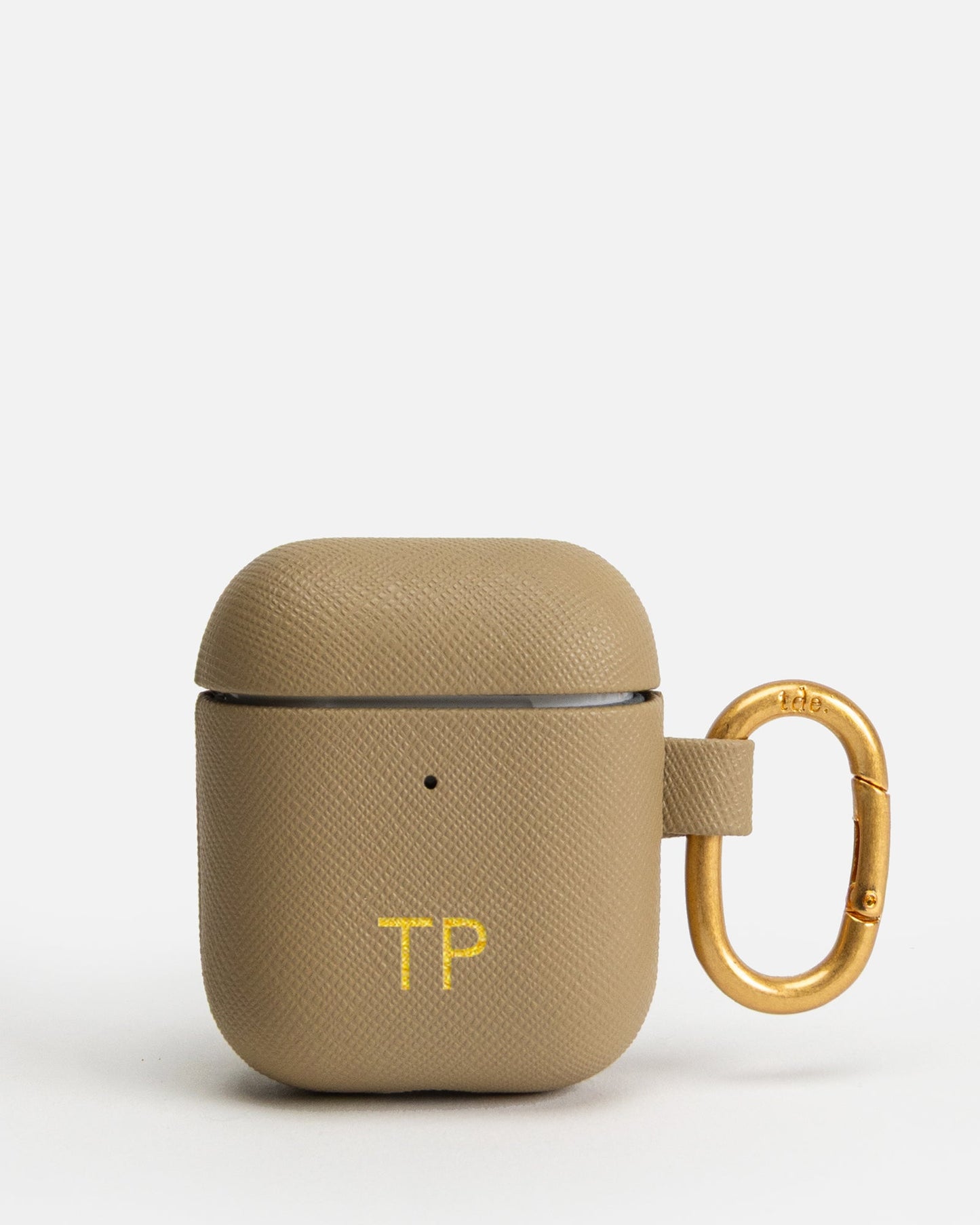 Image of Electronics Accessories. Product name - AirPods 2nd Gen Saffiano Leather Case Praline in Praline colour by brand - The Daily Edited