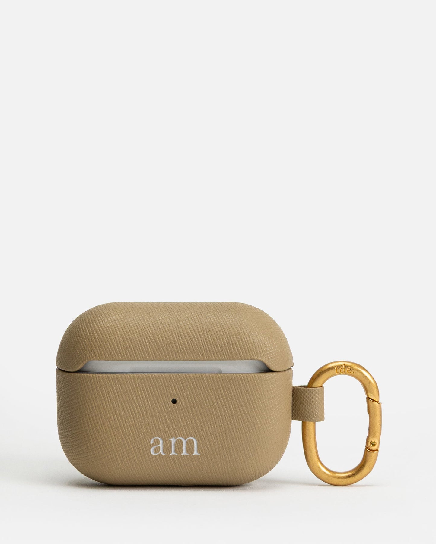 Image of Electronics Accessories. Product name - AirPods 2nd Gen Pro Saffiano Leather Case Praline in Praline colour by brand - The Daily Edited