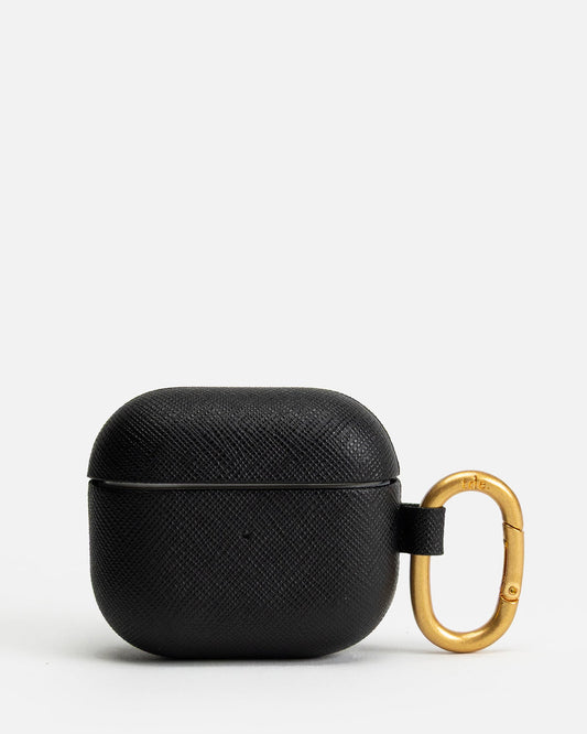 The Daily Edited AirPods 3rd Gen Saffiano Leather Case (Black)