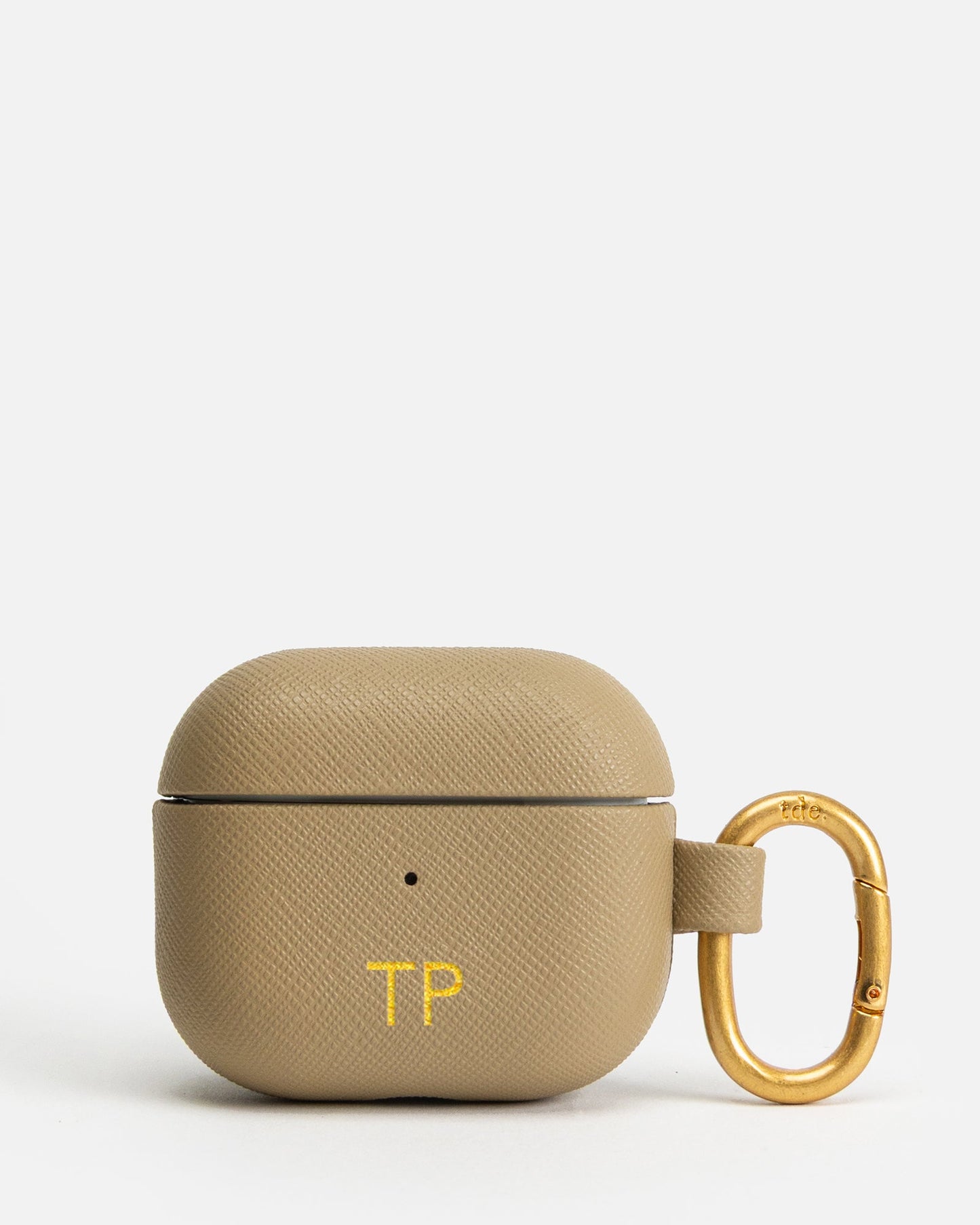 Image of Electronics Accessories. Product name - AirPods 3rd Gen Saffiano Leather Case Praline in Praline colour by brand - The Daily Edited