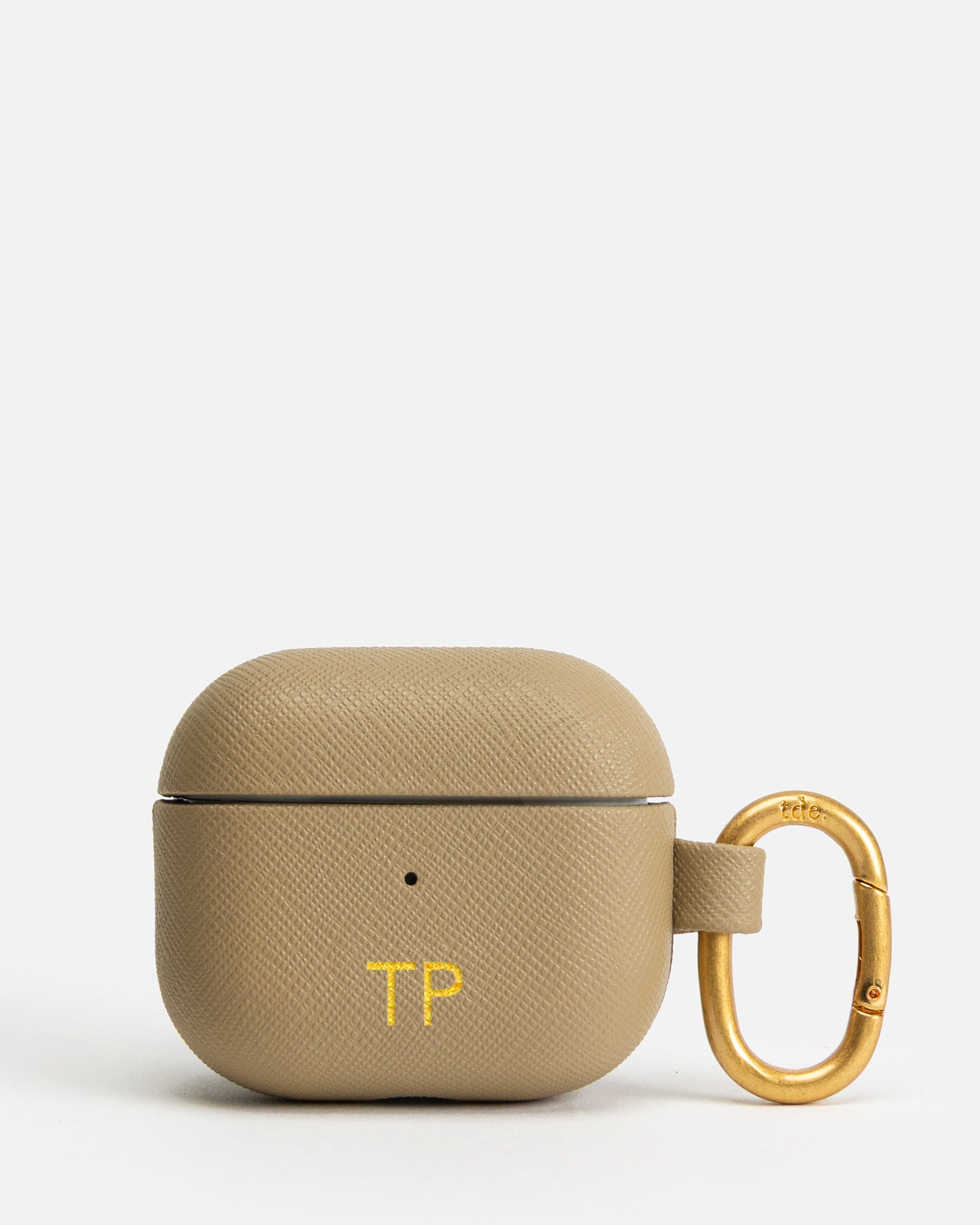 Image of Electronics Accessories. Product name - AirPods 3rd Gen Saffiano Leather Case Praline in Praline colour by brand - The Daily Edited