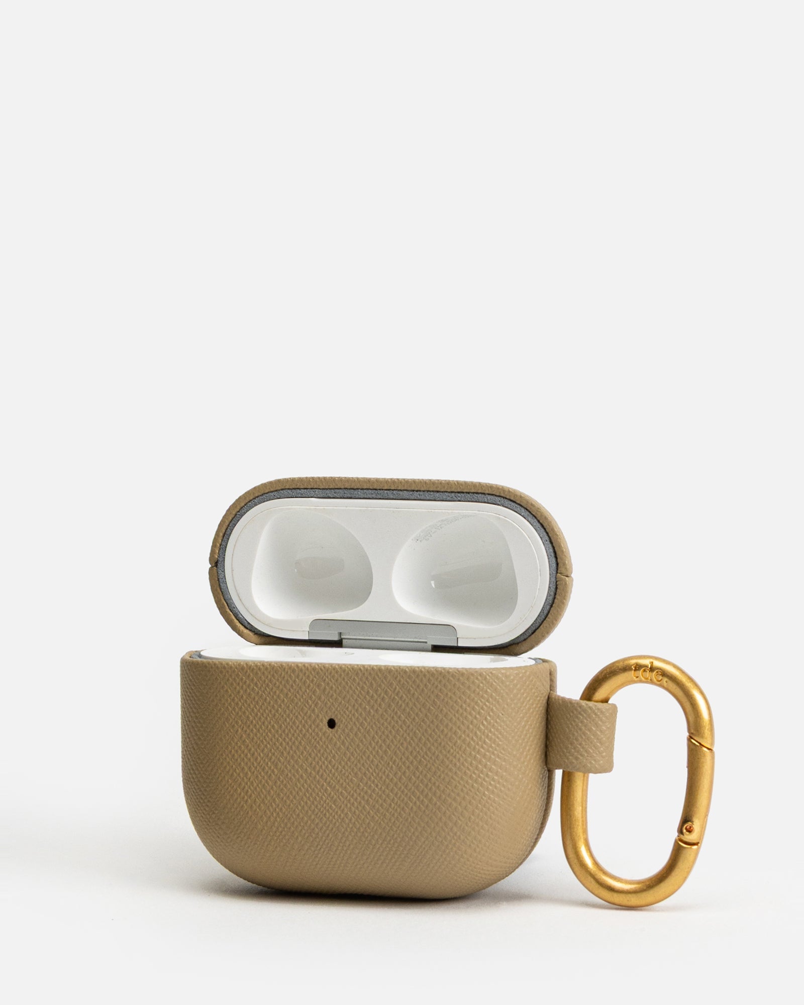 Image of Electronics Accessories. Productname: The Daily Edited AirPods 4th Gen Saffiano Leather Case Praline in Praline colour by brand - The Daily Edited