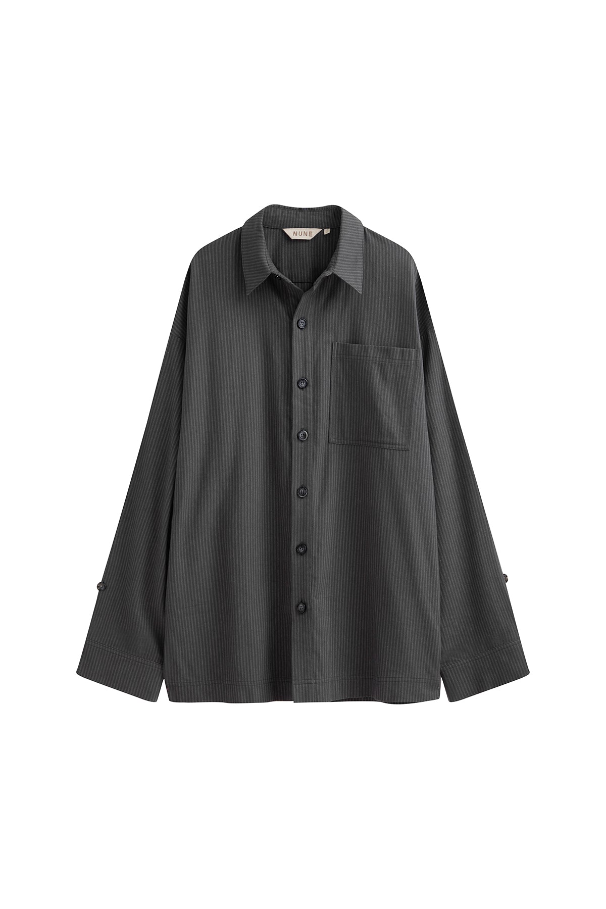 NUNE Long Sleeve Sleep Shirt Flannel (Evening Pinstripe)