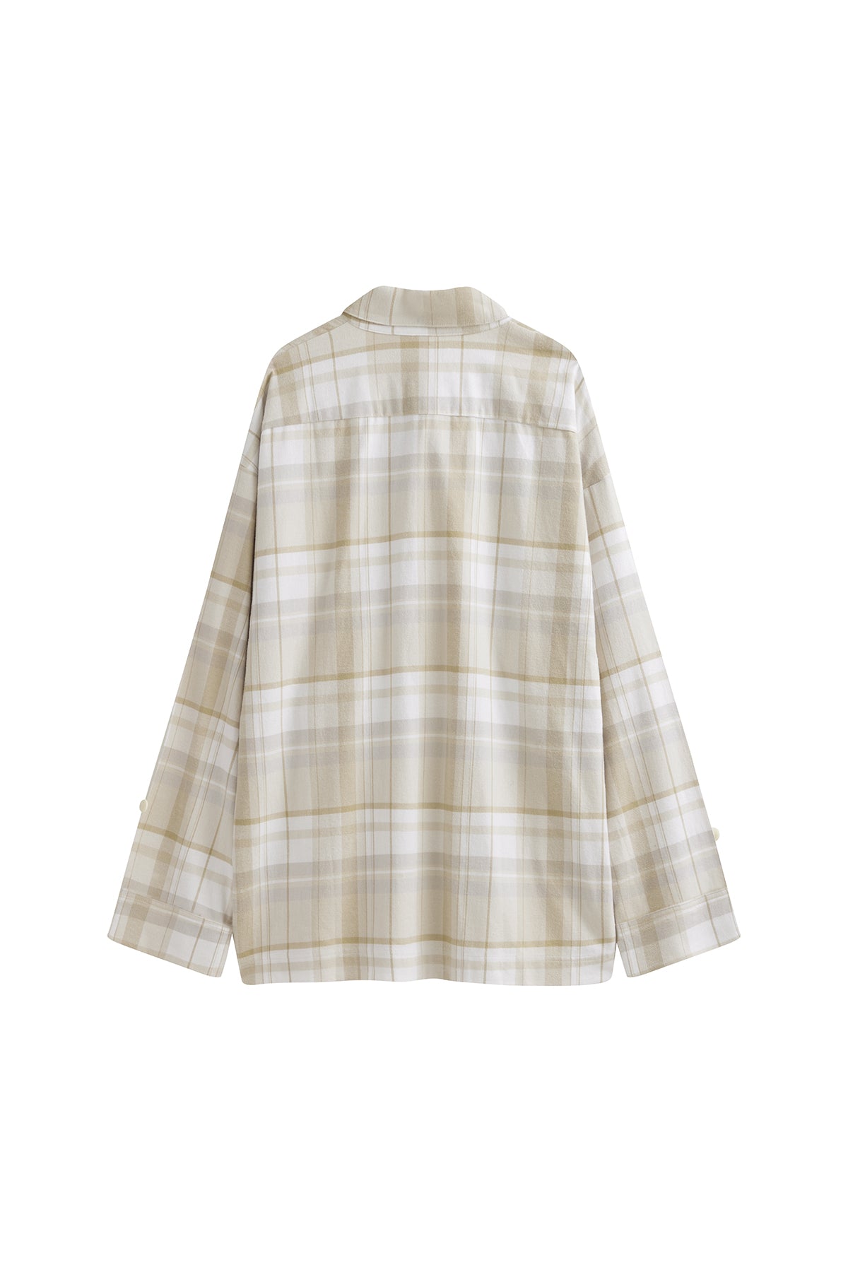 NUNE Long Sleeve Sleep Shirt Flannel (Oat Check)