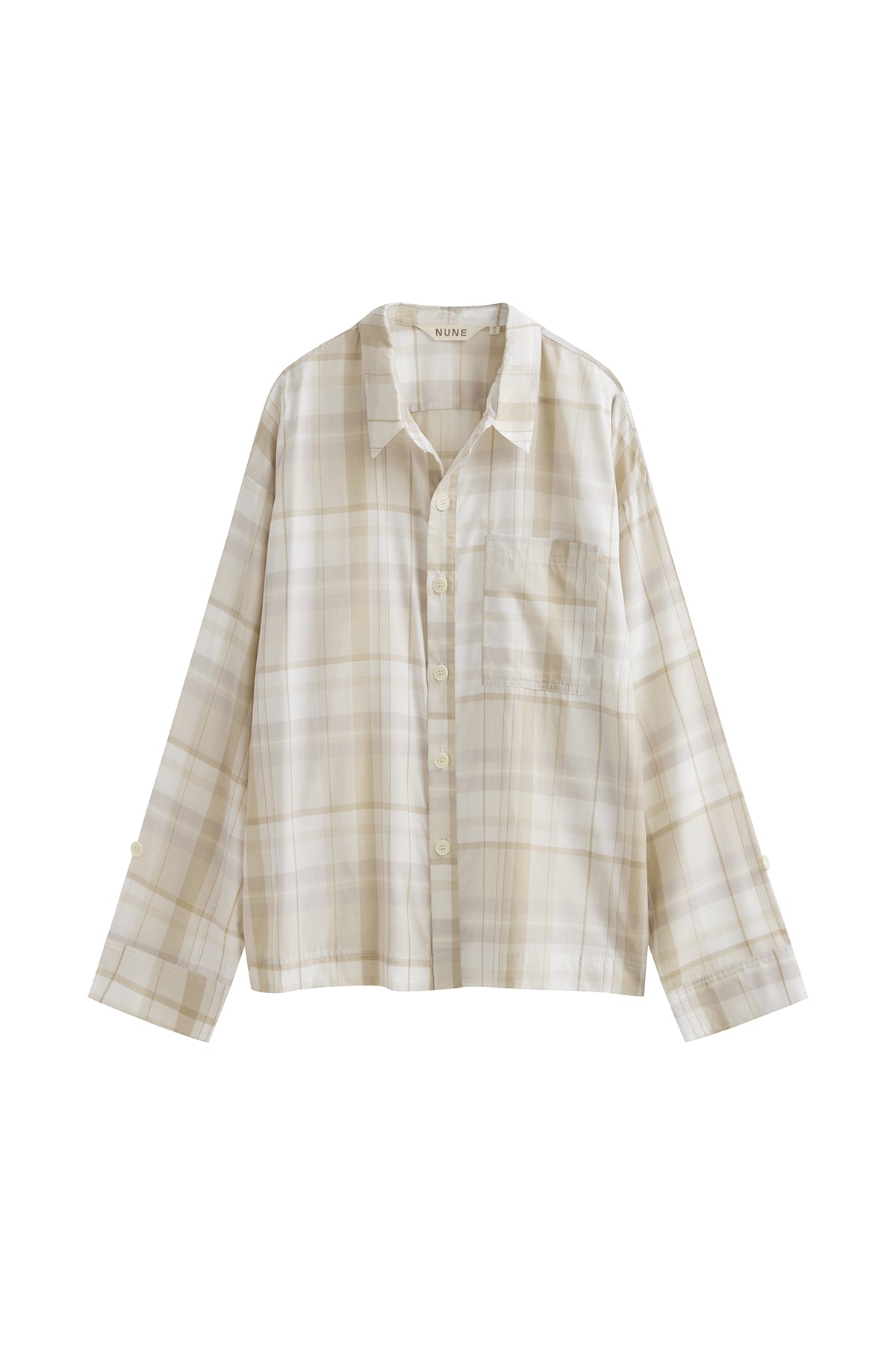 NUNE Long Sleeve Sleep Shirt Macel (Oat Check)