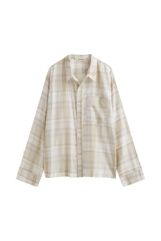 NUNE Long Sleeve Sleep Shirt Macel (Oat Check)