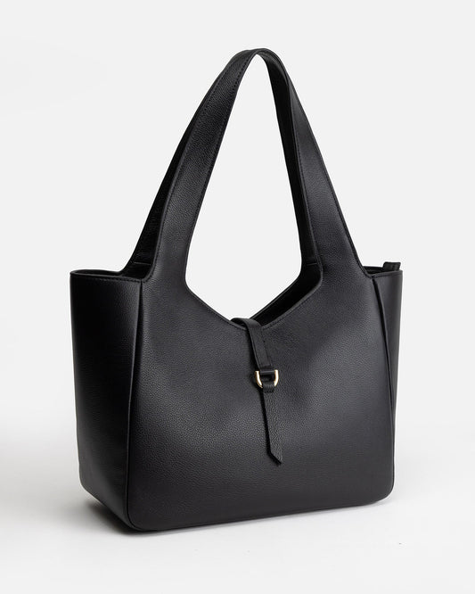 Image of Bags. Productname: The Daily Edited Maia Soft Shoulder Tote Black in Black colour by brand - The Daily Edited