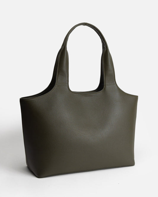 Image of Bags. Productname: The Daily Edited Ava Shoulder Tote Olive in Olive colour by brand - The Daily Edited