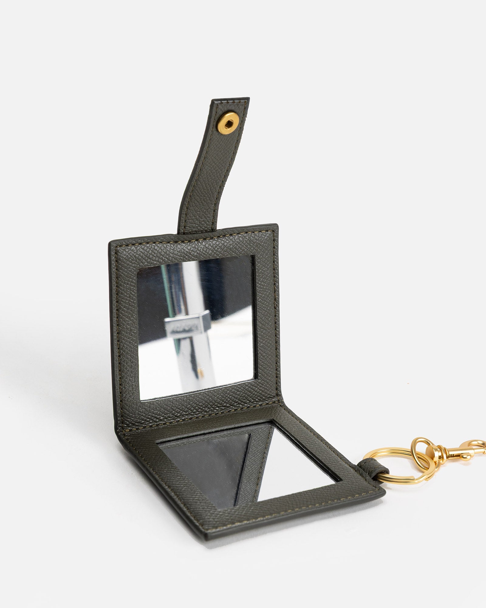 Image of Accessories. Productname: The Daily Edited Ava Mirror Keyring Olive in Olive colour by brand - The Daily Edited