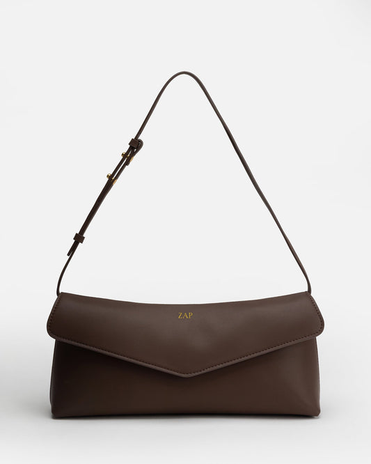 Image of Bags. Productname: Zaphia Evening Shoulder Bag Cocoa in Cocoa colour by brand - The Daily Edited