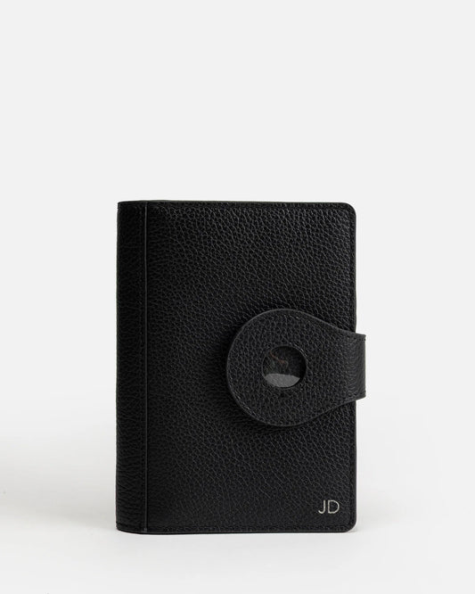 Image of Badge & Pass Holders. Product name - Jude Airtag Passport Holder Black in Black colour by brand - GROUP48