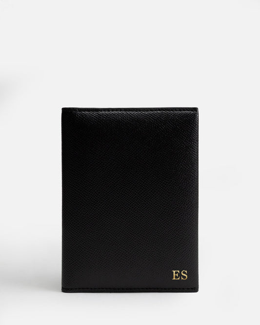 Image of Badge & Pass Holders. Product name - Essential Passport Sleeve Recycled Saffiano Black in Black colour by brand - GROUP48
