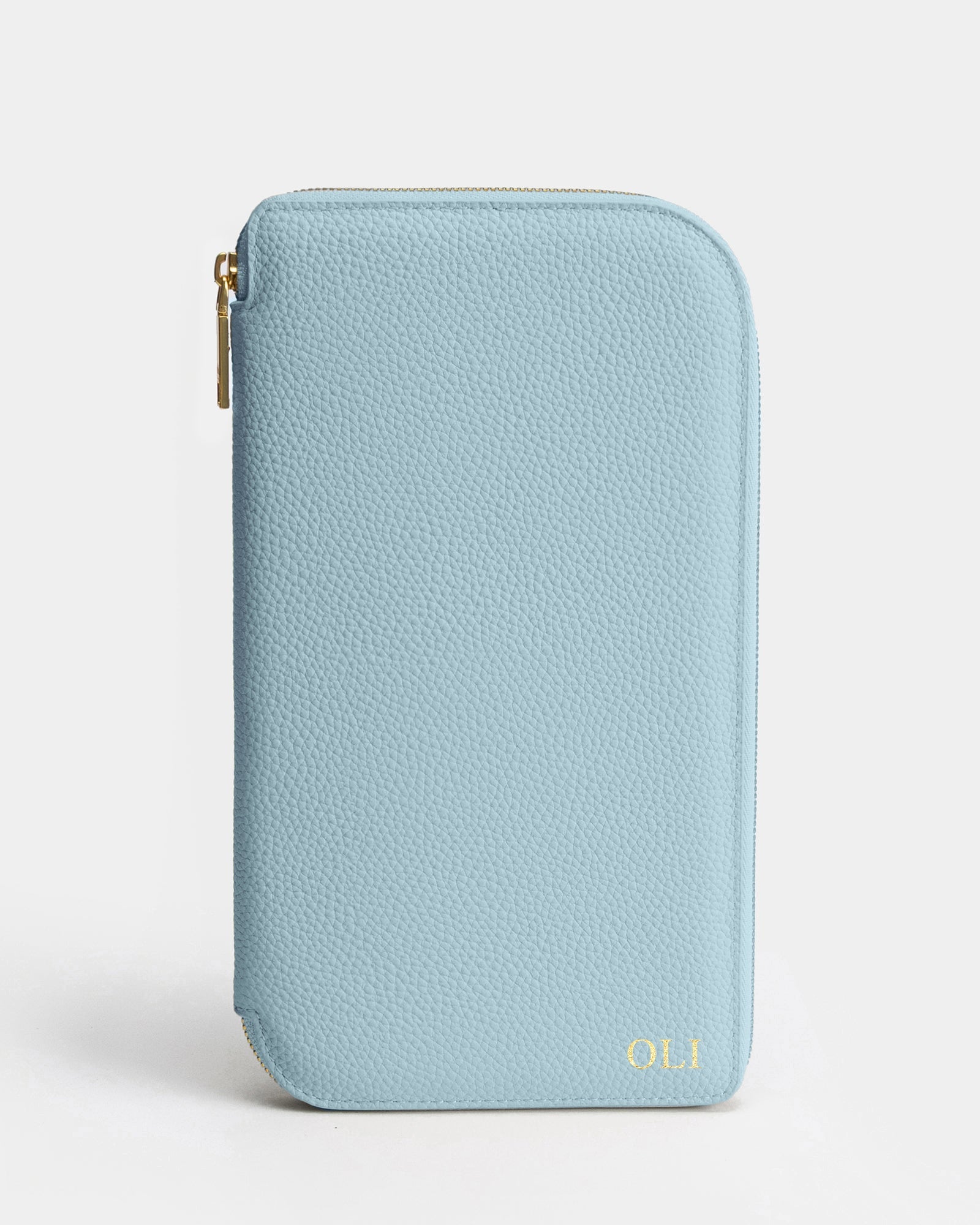 Image of Wallets & Money Clips. Product name - Olivia Family Travel Wallet Baby Blue in Blue colour by brand - The Daily Edited