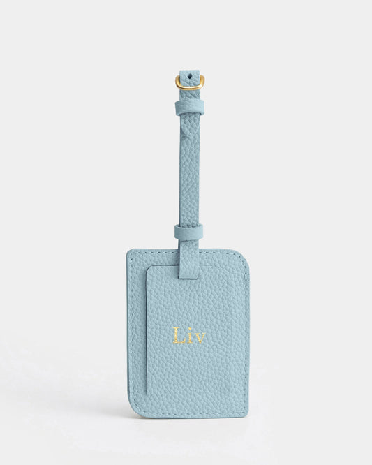 Image of Badge & Pass Holders. Product name - Olivia Luggage Tag Baby Blue in Blue colour by brand - The Daily Edited
