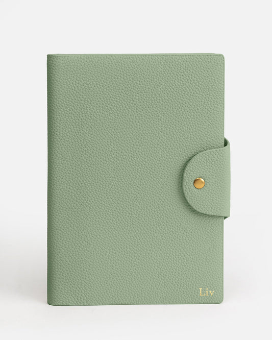 Image of Notebooks & Notepads. Product name - Olivia A5 Notebook Holder Sage in Sage colour by brand - GROUP48