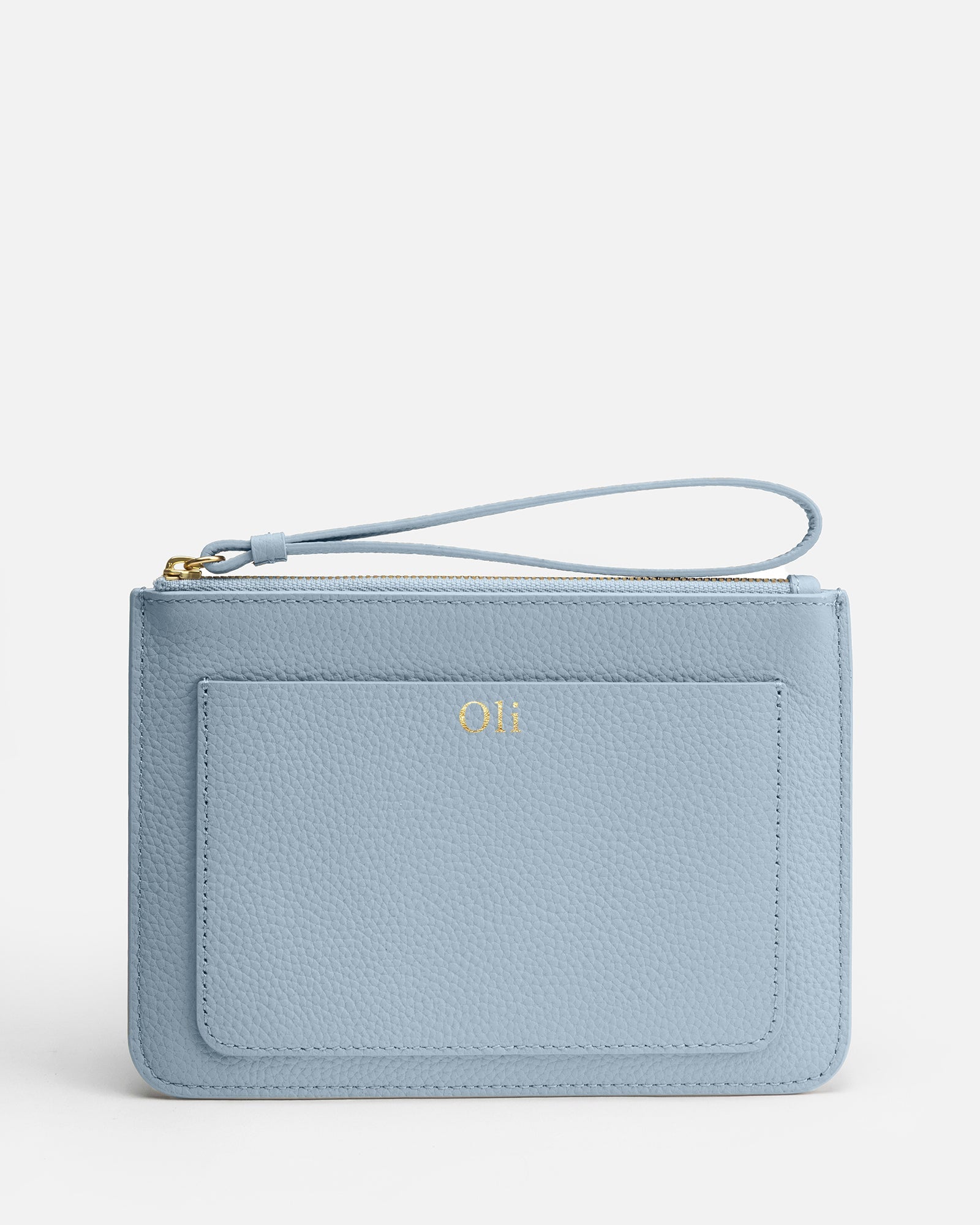Image of Bags. Product name - Olivia Pouch Baby Blue in Blue colour by brand - The Daily Edited
