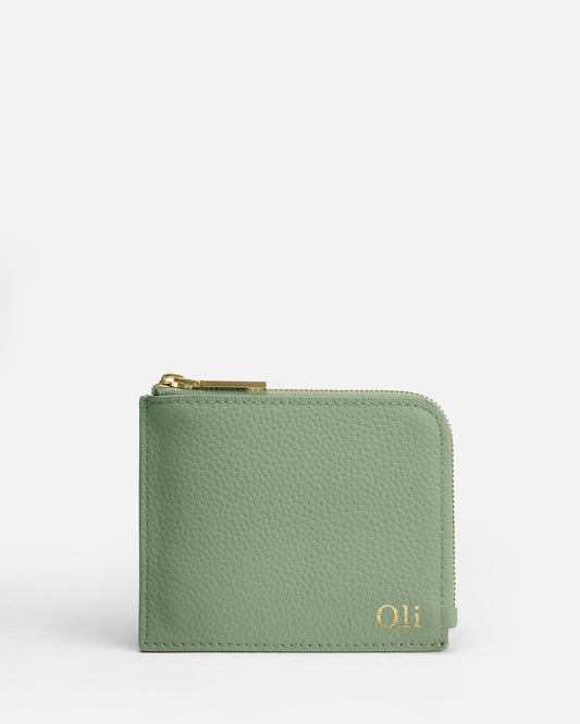 Image of Wallets & Money Clips. Product name - Olivia Wallet With Card Holder Sage in Sage colour by brand - GROUP48