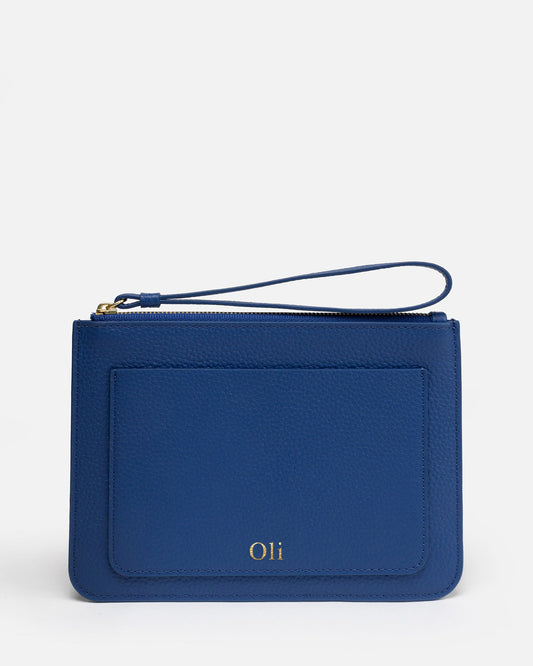 Image of Bags. Product name - Olivia Pouch Ocean Blue in Blue colour by brand - The Daily Edited
