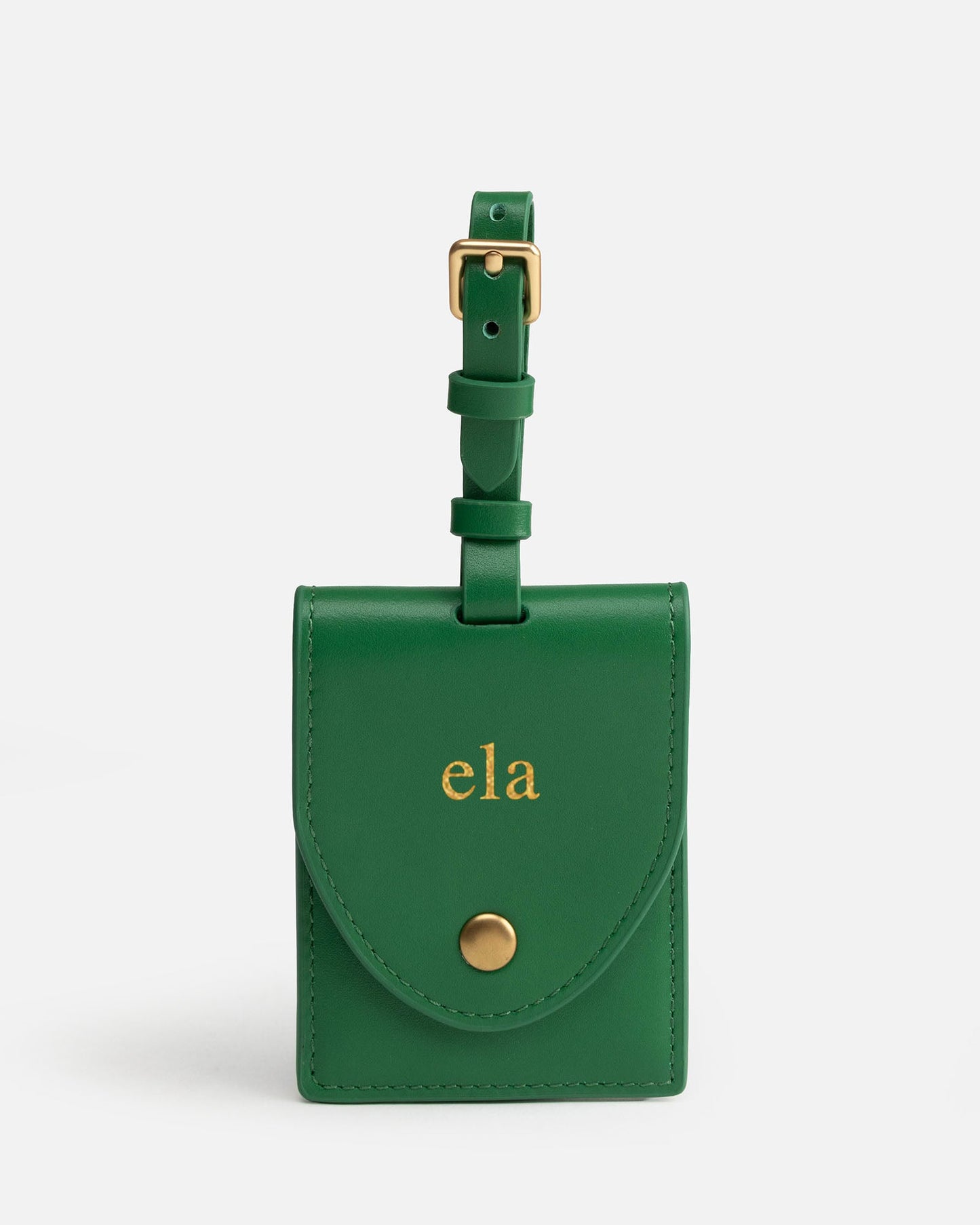 Image of Badge & Pass Holders. Product name - Zara Luggage Tag Bold Green in Green colour by brand - The Daily Edited