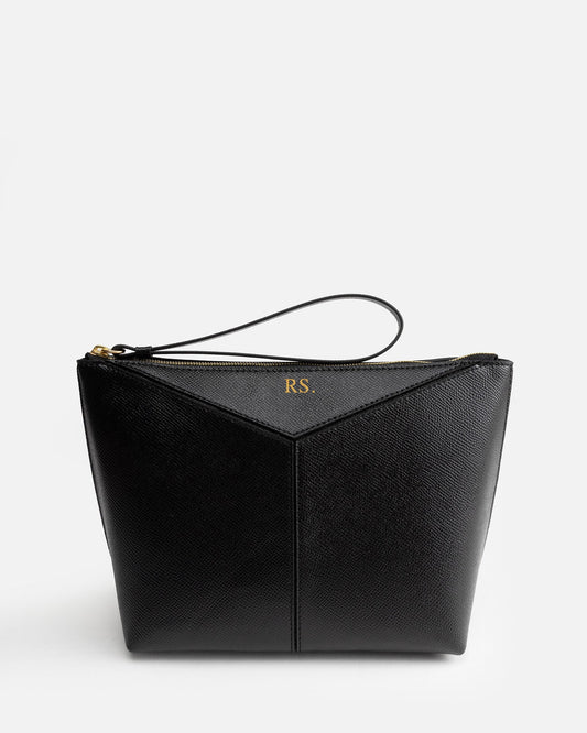 Image of Bags. Product name - Frankie Cosmetic Pouch Black in Black colour by brand - The Daily Edited
