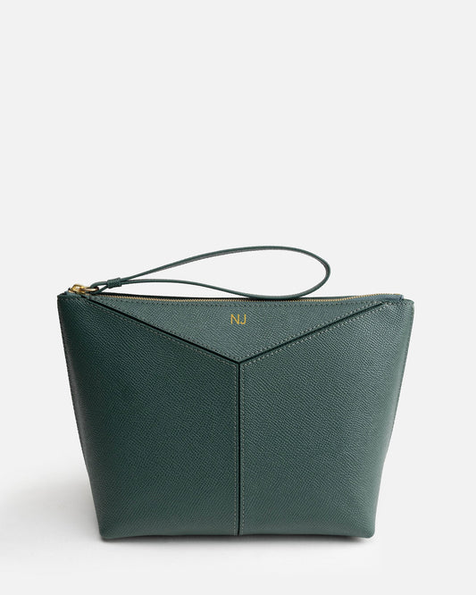 Image of Bags. Product name - Frankie Cosmetic Pouch Green in Green colour by brand - The Daily Edited