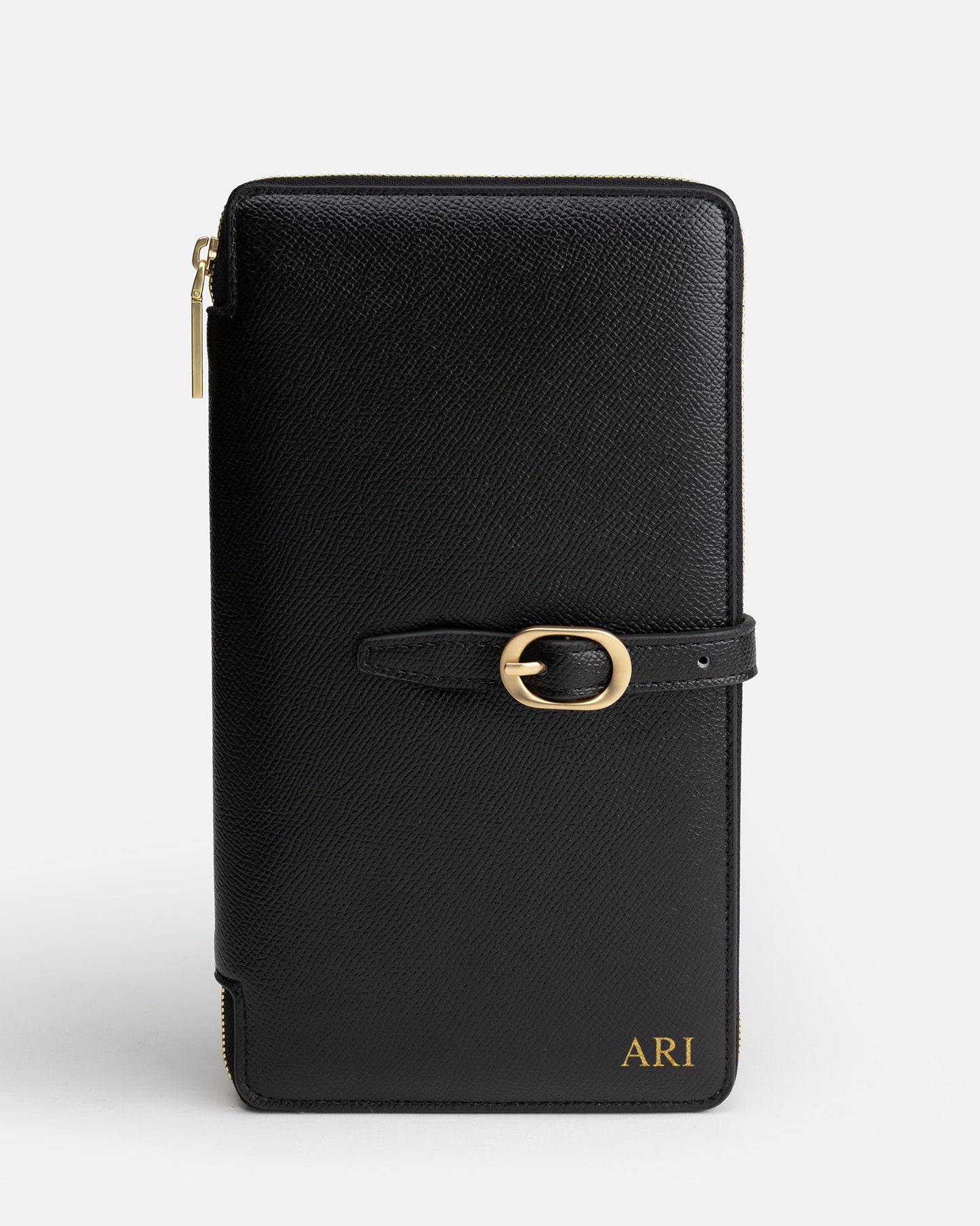 Image of Wallets & Money Clips. Product name - Aria Zip Travel Wallet Black in Black colour by brand - The Daily Edited
