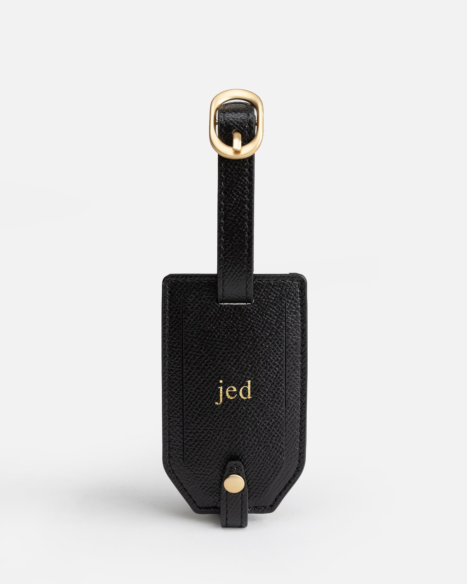 Image of Badge & Pass Holders. Product name - Aria Luggage Tag Black in Black colour by brand - The Daily Edited