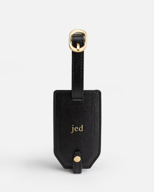 Image of Badge & Pass Holders. Product name - Aria Luggage Tag Black in Black colour by brand - The Daily Edited
