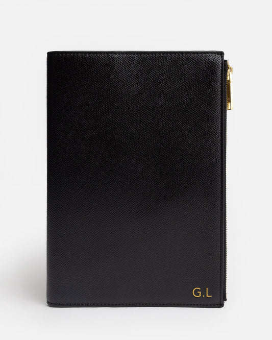 Image of Notebooks & Notepads. Product name - Essentials A5 Zip Compendium Black in Black colour by brand - The Daily Edited