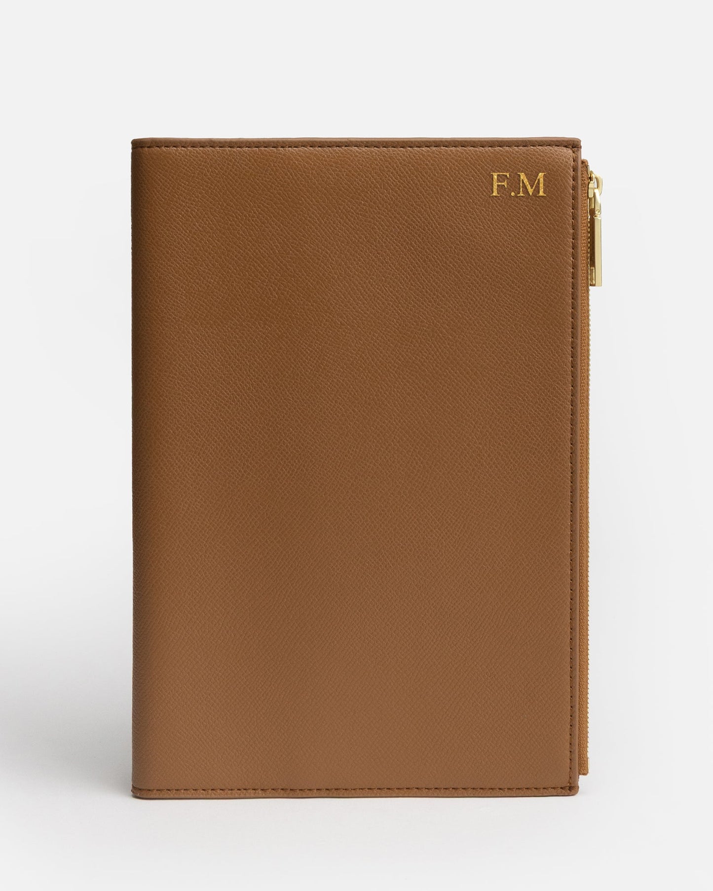 Image of Notebooks & Notepads. Product name - Essentials A5 Zip Compendium Tan in Tan colour by brand - The Daily Edited