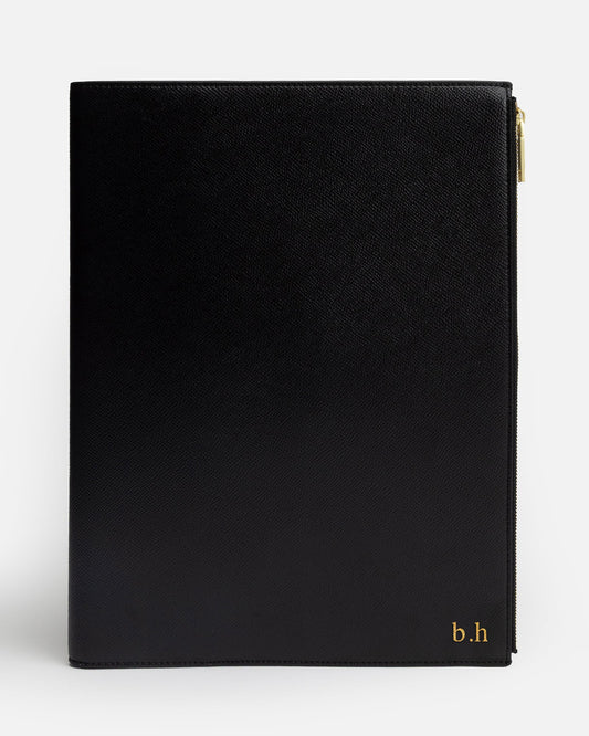 Image of Notebooks & Notepads. Product name - Essentials A4 Zip Compendium Black in Black colour by brand - The Daily Edited