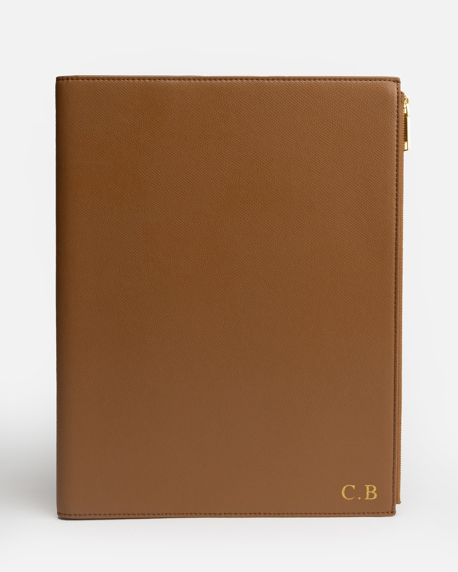 Image of Notebooks & Notepads. Product name - Essentials A4 Zip Compendium Tan in Tan colour by brand - The Daily Edited