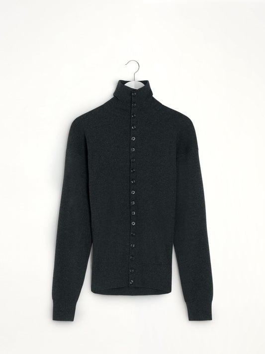 LEMAIRE Buttoned Fitted Cardigan (Anthracite Melange)