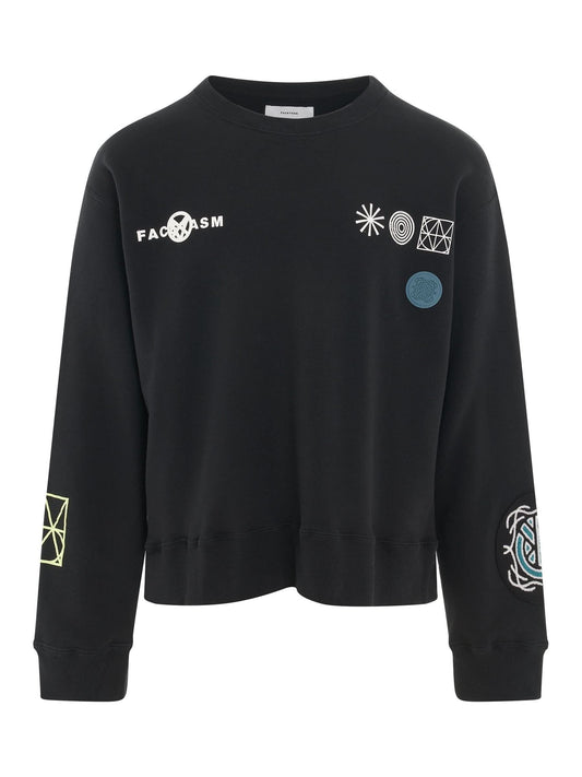 Image of a model wearing Outerwear. Productname: FACETASM Anarchy Crewneck in BLACK colour by brand - FACETASM