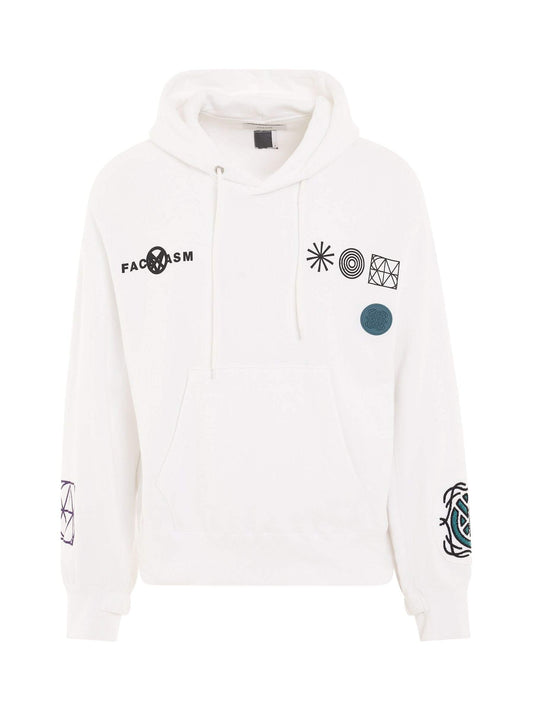 Image of a model wearing Outerwear. Productname: FACETASM Anarchy Hoodie in WHITE colour by brand - FACETASM