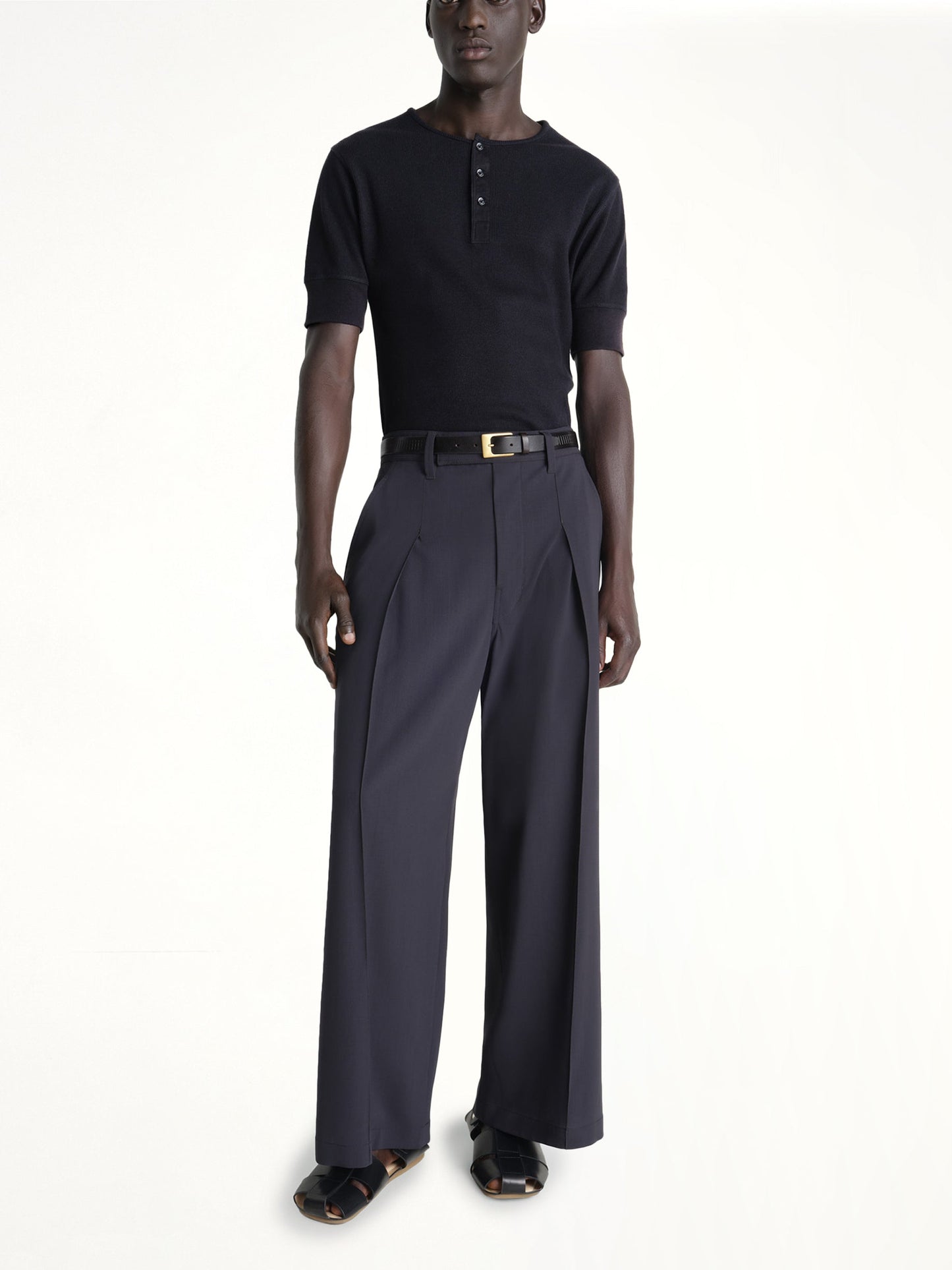 LEMAIRE Rib Henley Top (Black)