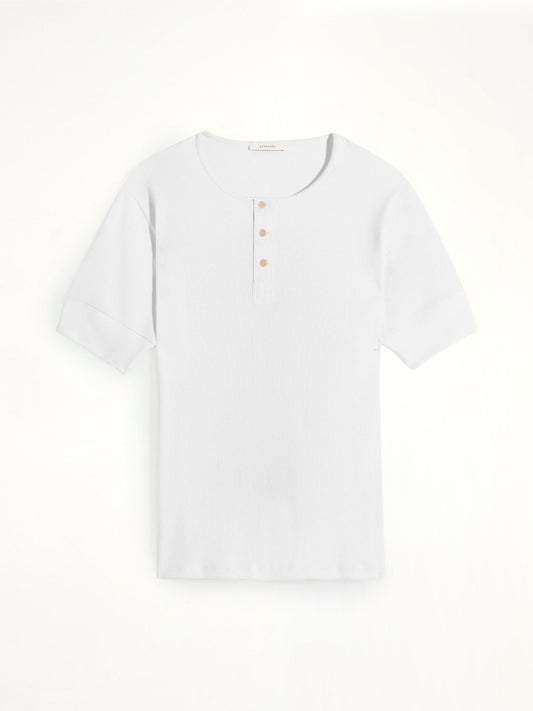 LEMAIRE Rib Henley Top (White)