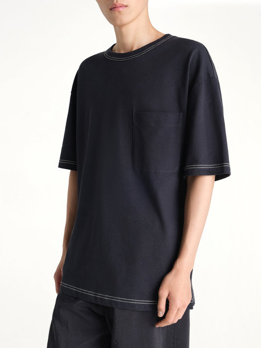 Image of T-Shirts. Product name - Boxy SS T-Shirt in Black colour by brand - LEMAIRE