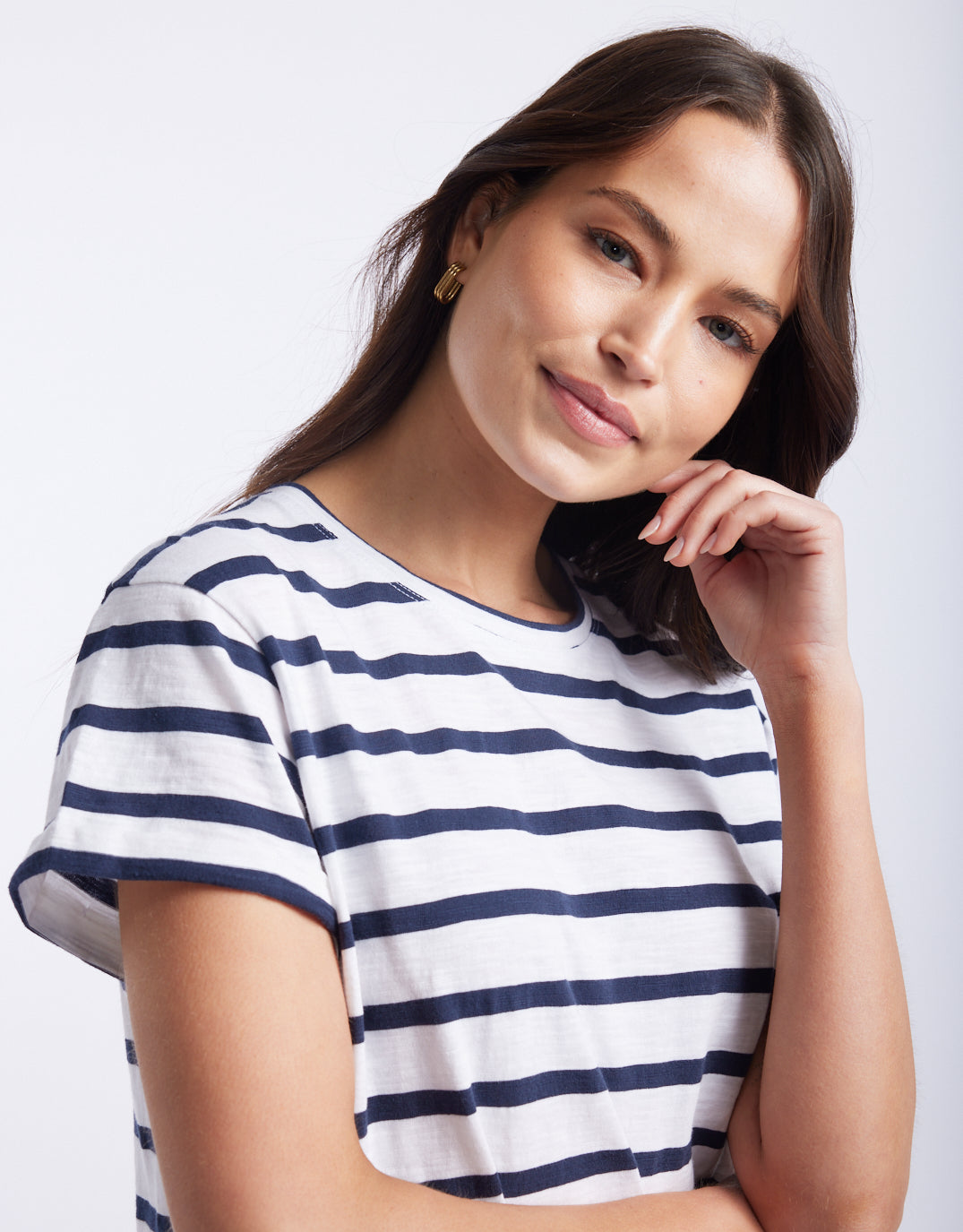 White & Co. Turn Back T-Shirt (White/Navy Stripe)
