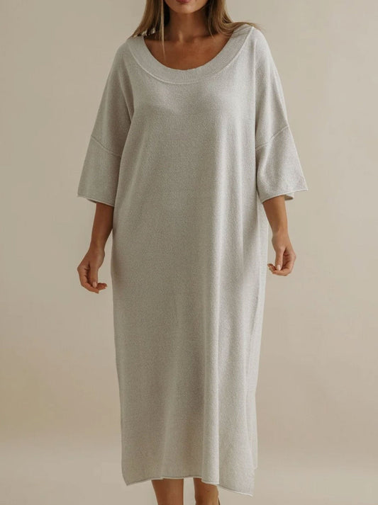 Image of Dresses. Productname: TALAMAYA RETREAT COTTON TWIST DRESS in Silver Salt colour by brand - Talamaya